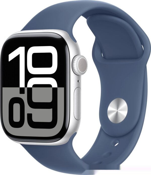 Watch Series 10 42 мм (алюминиевый корпус серебристый/синий спортивный силиконовый ремешок)