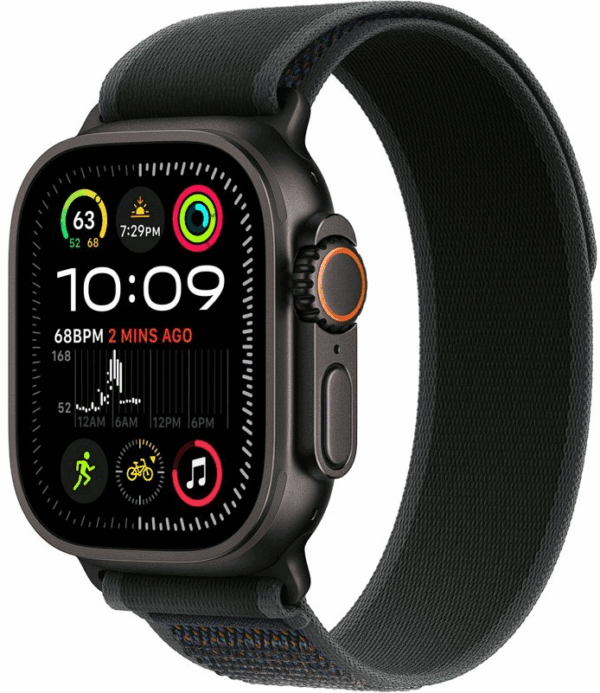 Умные часы Apple Watch Ultra 2 LTE 49 мм (титановый корпус черный/черный нейлоновый ремешок)