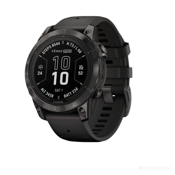 Умные часы Garmin Fenix 7S Sapphire Solar 42 мм (серый карбон/черный)