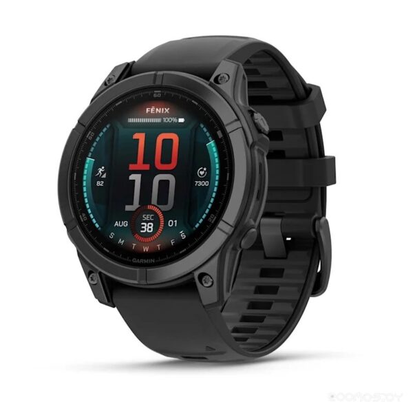 Умные часы Garmin Fenix E 47мм (серая сталь, черный силиконовый ремешок)