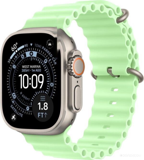 Умные часы Apple Watch Ultra 3 LTE 49 мм (титановый корпус природный/салатовый ремешок из эластомера)