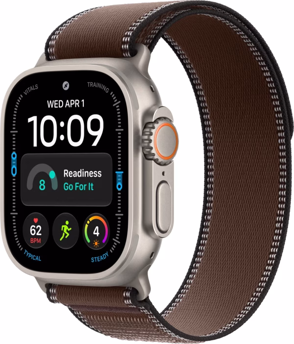 Умные часы Apple Watch Ultra 4 LTE 49 мм (титановый корпус, природный/темно-коричневый, нейлоновый ремешок размера S/M)
