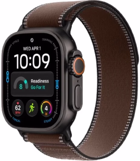 Умные часы Apple Watch Ultra 4 LTE 49 мм (титановый корпус, черный/темно-коричневый, нейлоновый ремешок размера S/M)