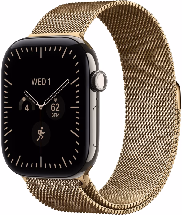 Умные часы Apple Watch Series 12 LTE 46 мм (титановый корпус, сияющее золото/сияющее золото, миланский браслет)