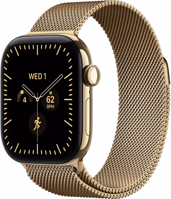 Умные часы Apple Watch Series 12 LTE 42 мм (титановый корпус, сияющее золото/сияющее золото, миланский браслет)