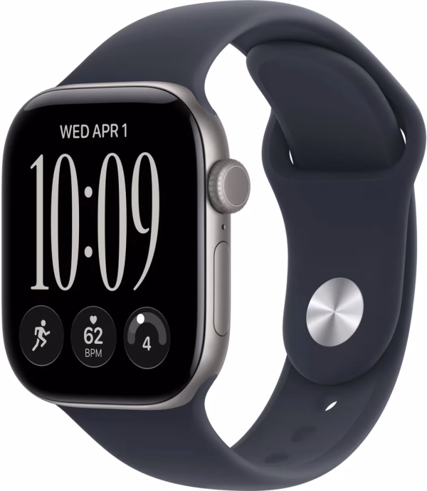 Умные часы Apple Watch Series 12 42 мм (алюминиевый корпус, серый космос/темно-синий, спортивный силиконовый ремешок M/L)
