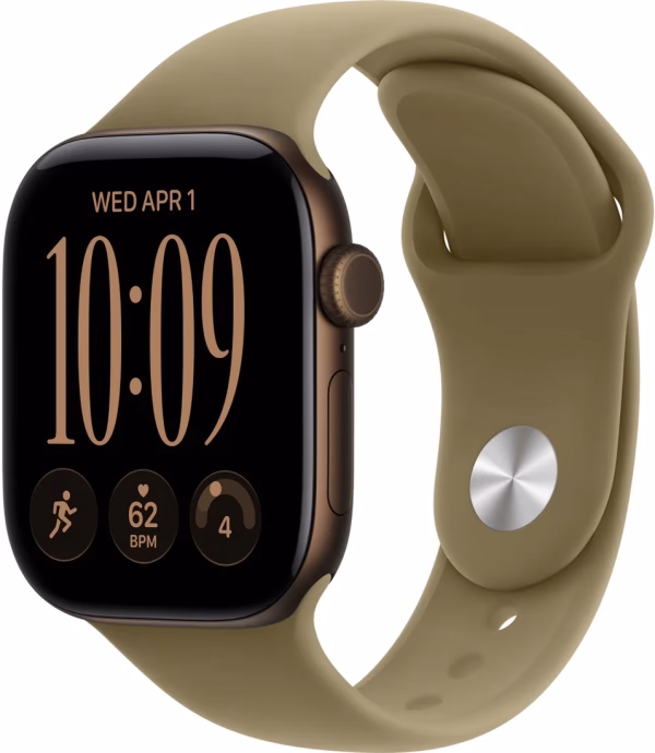 Умные часы Apple Watch Series 12 42 мм (алюминиевый корпус, темная бронза/оливковый, спортивный силиконовый ремешок M/L)